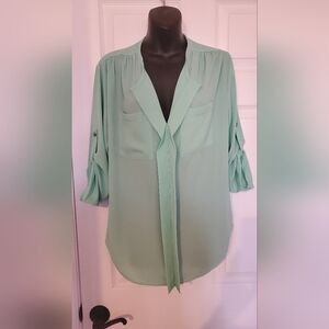 Mint green blouse top